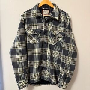 Hawke & Co (M) men’s Plaid gray Button Up Sherpa Fleece Lined Shirt Jacket